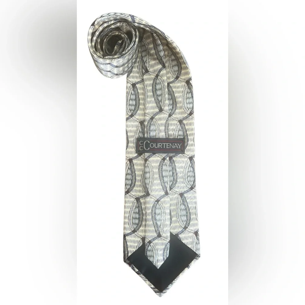 Courtenay Silver and Black Geometric Men's Tie